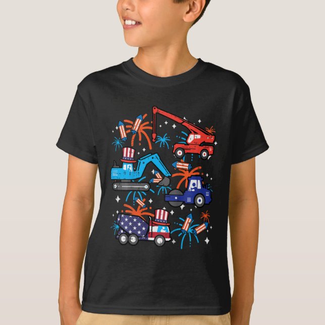 4:e juli Bygg Lastbilar Fordon Patriot Boy K T Shirt (Framsida)