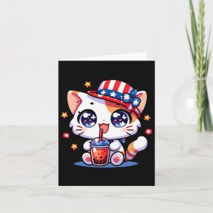 4:e juli: Cat Shirt Girls Kids Kawaii Anime Boba Kort