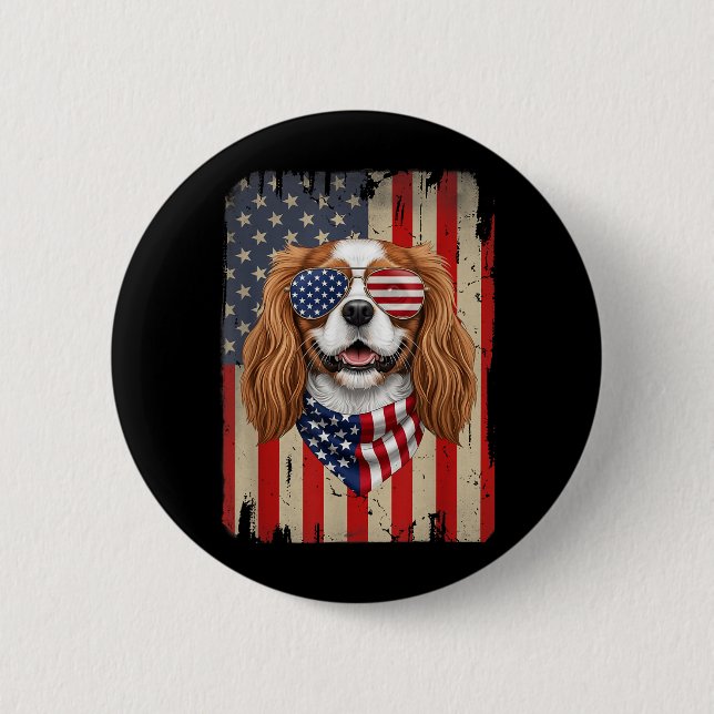 4:e Juli Cavalier King Charles Spaniel Hund Knapp (Framsida)
