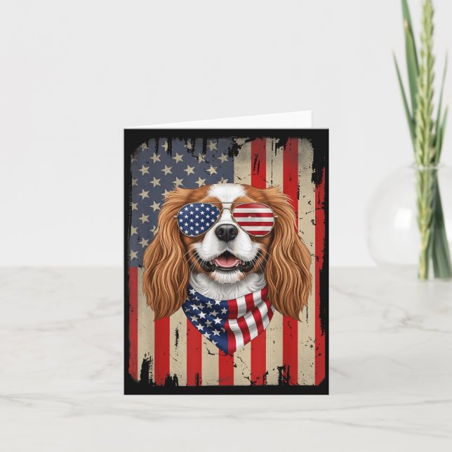4:e Juli Cavalier King Charles Spaniel Hund Kort (Framsida)