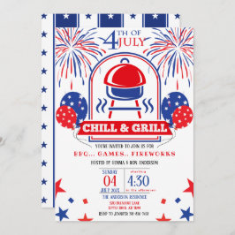 4:e juli Chill & Grill BBQ Party Inbjudningar