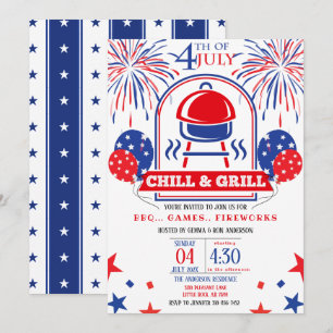 4:e juli Chill & Grill BBQ Party Inbjudningar