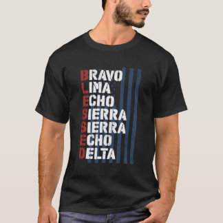 4:e juli: Christian Blsed Military Patriotic A T Shirt