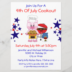 4:e juli Cookout Funny Gris Hamburgers and Stars Inbjudningar