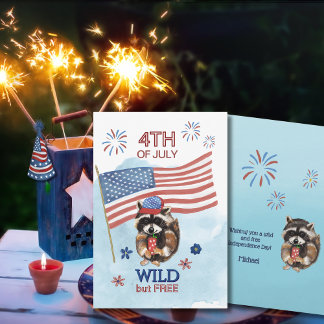4:e juli-coolan Patriotic Racoon Card Julkort