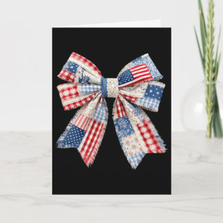 4:e juli Coquette Bow Amerikansk Flagga Flicka Kvi Kort