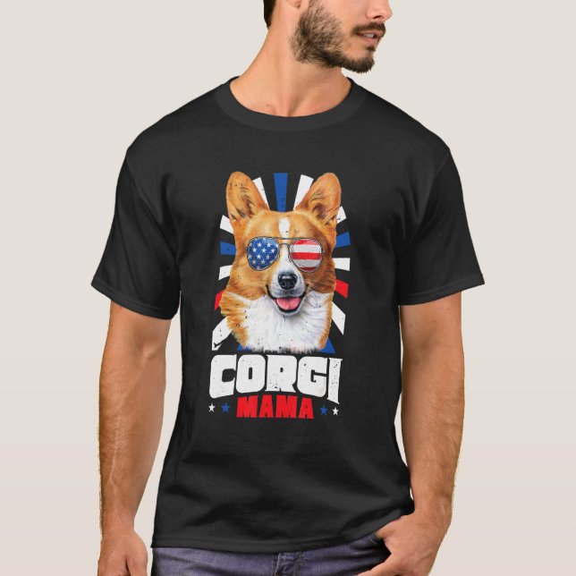 4:e juli Corgi Mamma T Shirt (Framsida)