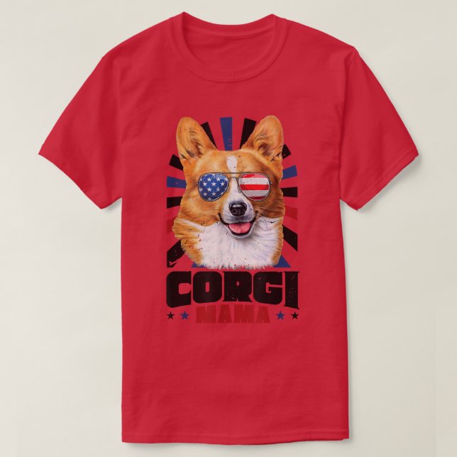 4:e juli Corgi Mamma T Shirt (Design framsida)