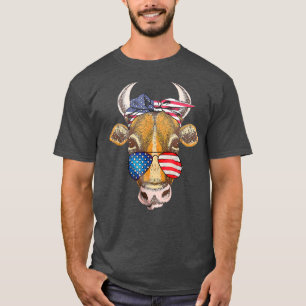4:e juli Cow Heifer Patriotic Farmer Wife Ameri T Shirt