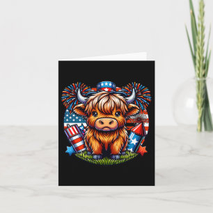 4:e juli Cow Patriotic Cute Cow Farmer Kort