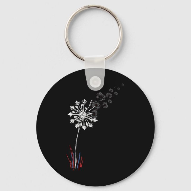 4:e juli Cute Flower American Patriotic 1 Nyckelring (Framsida)