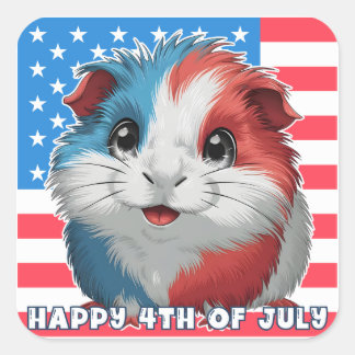 4:e juli Cute Guinea Sticker Lakan Fyrkantigt Klistermärke