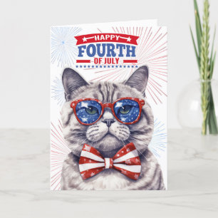 4:e juli Cute Patriotic Cat Helgkort