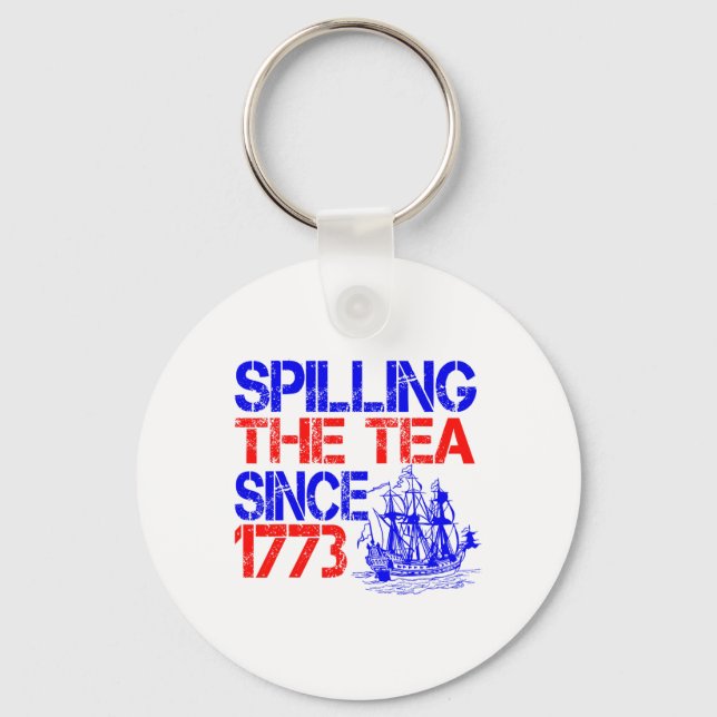 4:e juli då Tea delades ut sedan 1773 fjärde juli Nyckelring (Framsida)