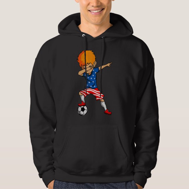4:e juli Dabbing Kid American Flagga USA S Hoodie (Framsida)