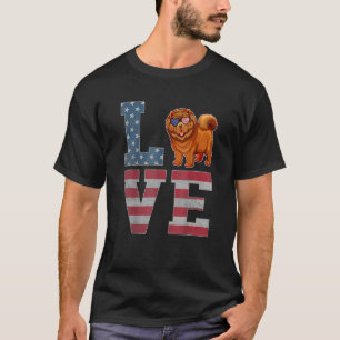 4:e juli Decor Patriotic Kärlek Chow Chow Ame T Shirt
