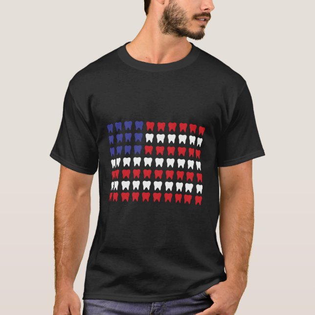 4:e juli: Dental Hygieniss Patriotic Tooth Docto T Shirt (Framsida)
