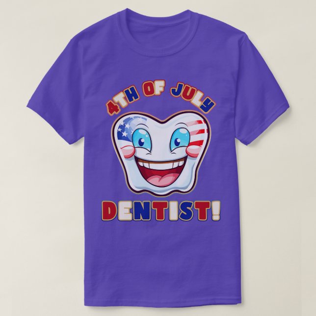 4:e juli Dentist Patriotic Kawaii Molar T Shirt (Design framsida)