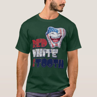 4:e juli Dentist Red White Tooth Distress Des T Shirt