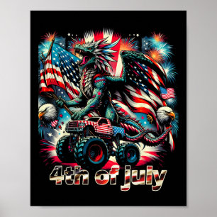 4:e juli: Dragon Monster Lastbil Byld Eagle Americ Poster