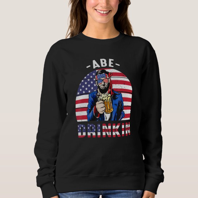 4:e juli: Drinkin som Lincoln Abraham Abe Ameri T Shirt (Framsida)