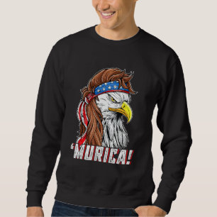 4:e juli Eagle Mullet Murica American Flagga USA Lång Ärmad Tröja