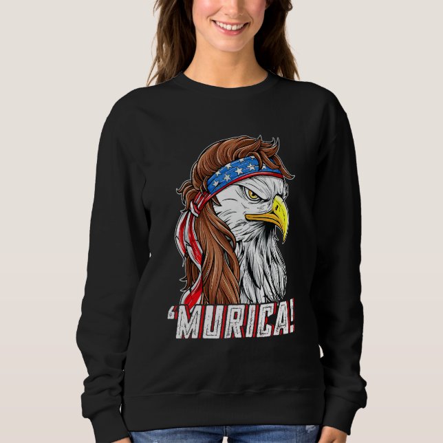 4:e juli Eagle Mullet Murica American Flagga USA T Shirt (Framsida)