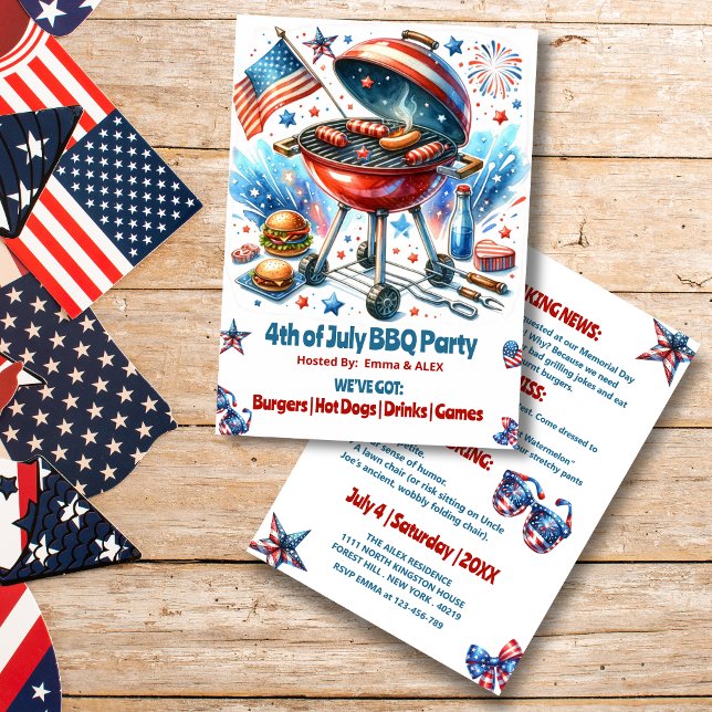 4:e juli Familjeåterförening Bakyard Party Inbjudningar (Skapare uppladdad)