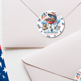 4:e juli Familjeåterförening Bakyard Party Runt Klistermärke