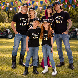 4:e juli familjefoton Born To Ride Anpassa T Shirt