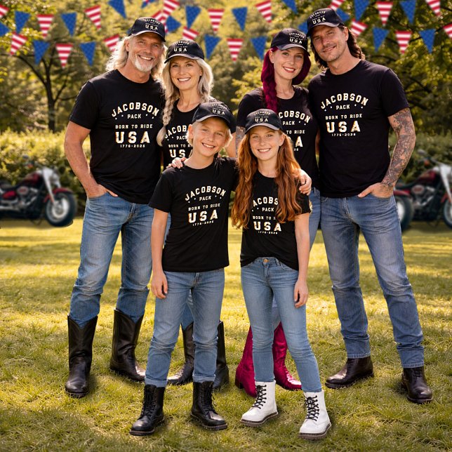 4:e juli familjefoton Born To Ride Anpassa T Shirt (Skapare uppladdad)
