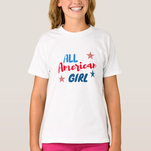 4:e juli-familjen matchande 4:e juli-flickan t shirt (Framsida)