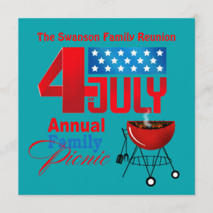 4:e juli-familjens återförening Picnic BBQ Cookout Inbjudningar