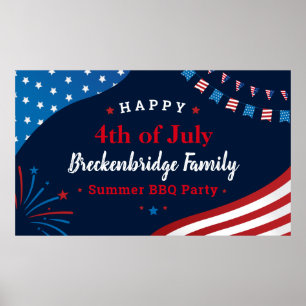 4:e juli: Familjesommartid BBQ Party Anpassningsba Poster