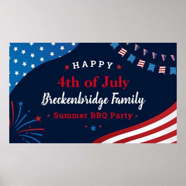4:e juli: Familjesommartid BBQ Party Anpassningsba Poster (Framsidan)