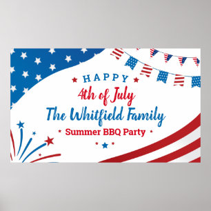 4:e juli: Familjesommartid BQ Rött vitt blått Part Poster