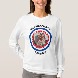 4:e juli Family Photo Namn Red and Blue T Shirt