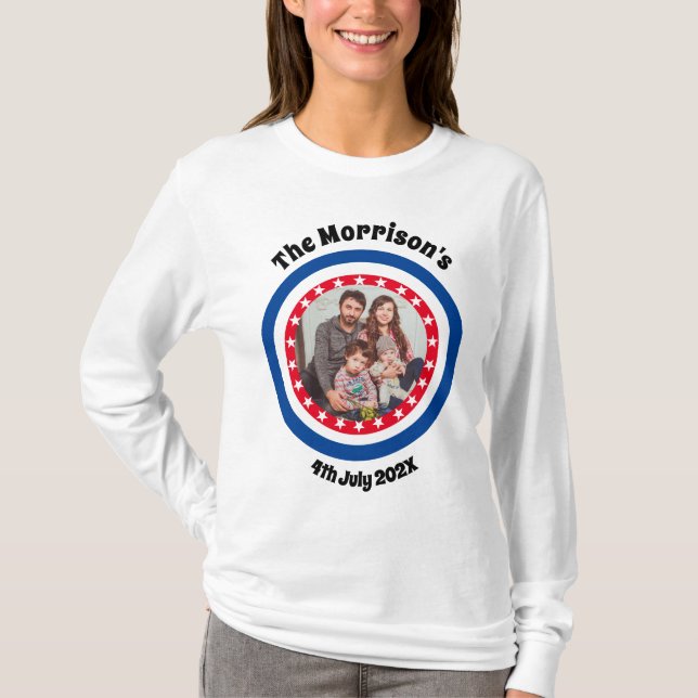 4:e juli Family Photo Namn Red and Blue T Shirt (Framsida)