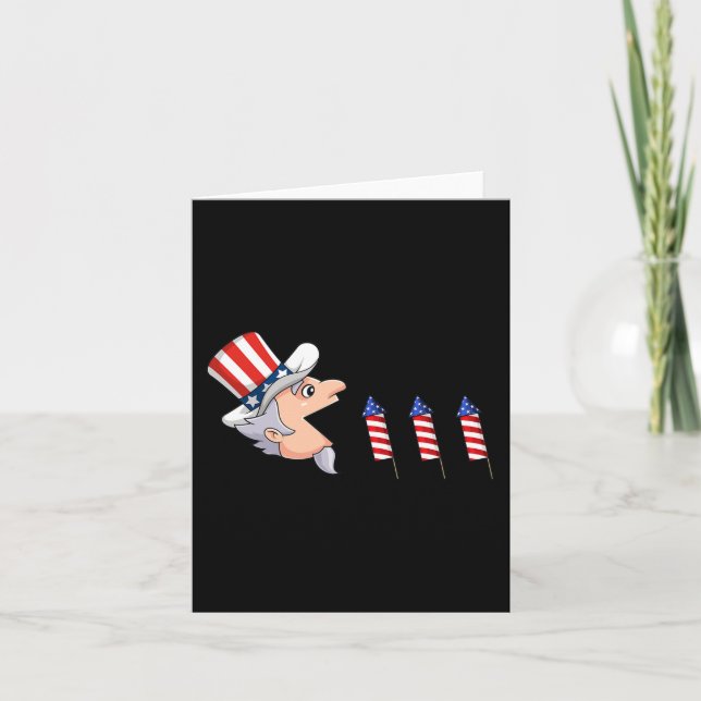 4:e juli: Farbror Sam American Fireworks Roligt Bo Kort (Framsida)