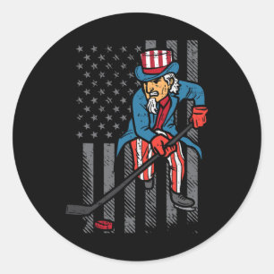 4:e juli: farbror Sam Ice Hockey US Flagga America Runt Klistermärke