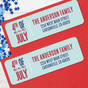 4:e juli-fest Amerikansk flagg Patriotisk adress Returadress Etikett