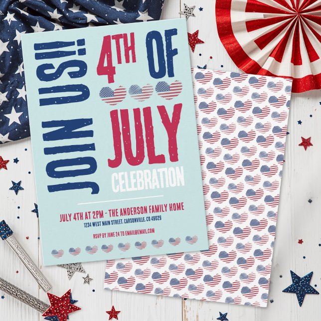 4:e juli-fest Röd Vit Blå Patriotisk Inbjudningar (4th Of July Party Red White Blue Patriotic Invitation)