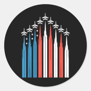 4:e juli: Fighabelt Jet-flygplanet i USA flagga Ob Runt Klistermärke