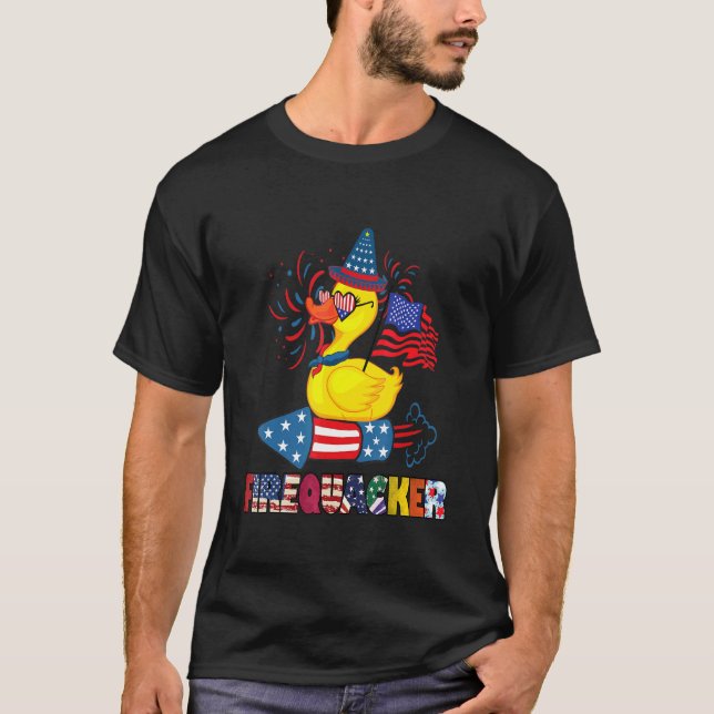 4:e juli Fiquacker Patriotic Rubber Anka T Shirt (Framsida)