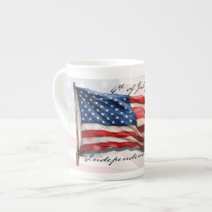4:e juli - Firande med USA:s Flagga Benporslin Mugg