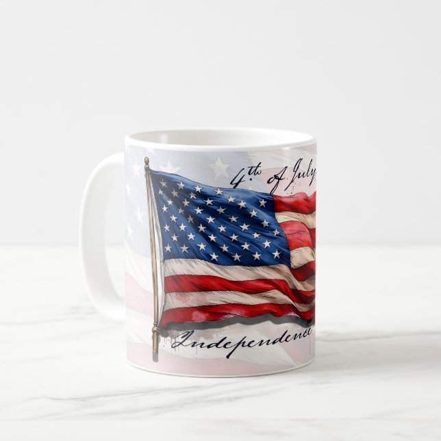 4:e juli - Firande med USA:s Flagga Kaffemugg (Framsida vänster)