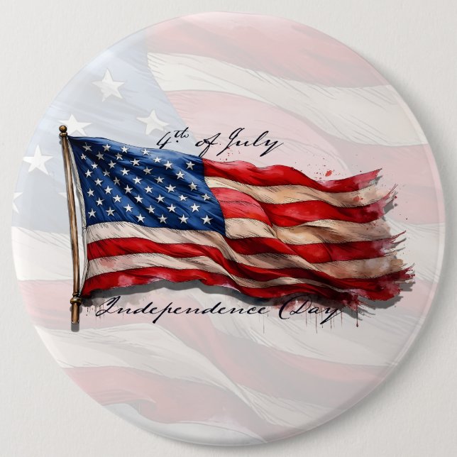 4:e juli - Firande med USA:s Flagga Knapp (Framsida)