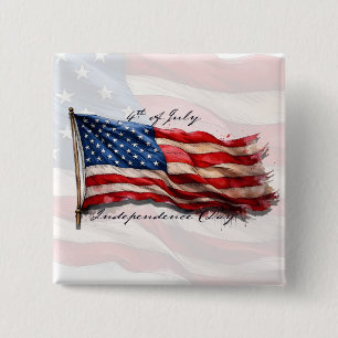 4:e juli - Firande med USA:s Flagga Knapp