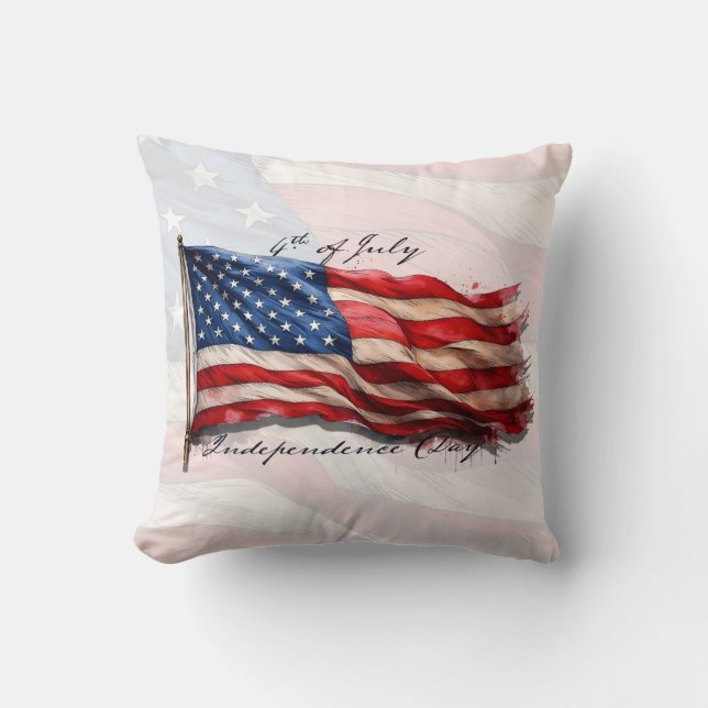 4:e juli - Firande med USA:s Flagga Kudde (Framsida)