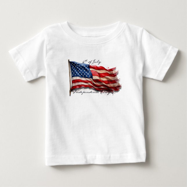 4:e juli - Firande med USA:s Flagga T Shirt (Framsida)